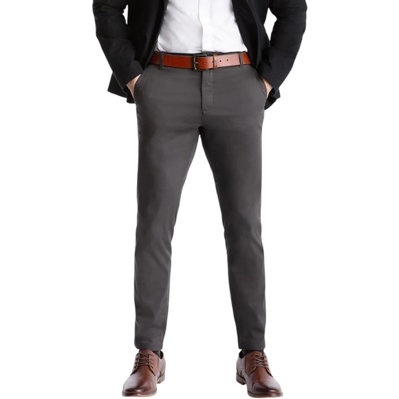 BIRDDOGS Men's Slim Fit Stretch Khaki Pants w liner in Dark Charcoal Grey 34x30 - Picture 3 of 10